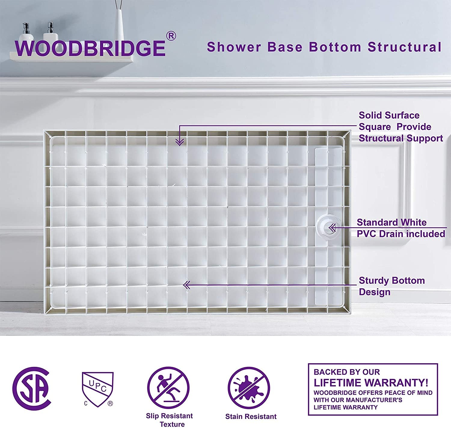 ᐅ【WOODBRIDGE SBR4836-1000R Solid Surface Shower Base With Recessed ...