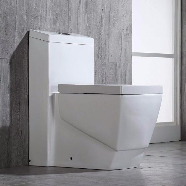  WOODBRIDGE T-0020 Dual Flush Elongated One Piece Toilet , Chair Height with Soft Closing Seat, Deluxe Square Design_10896