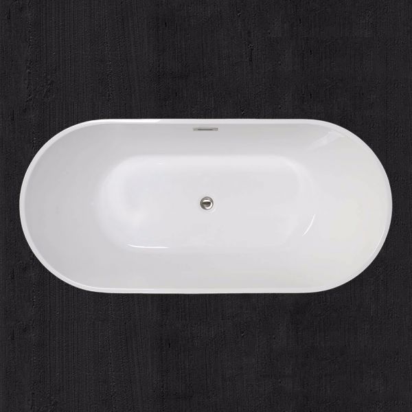 ᐅ【WOODBRIDGE 59 Acrylic Freestanding Bathtub Contemporary Soaking Tub with  Brushed Nickel Overflow and Drain,White Tub,B0014-B/N-Drain&O-WOODBRIDGE】