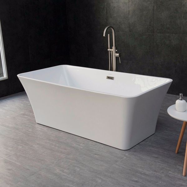 Woodbridge W-B0002-B 66 x 31.75 Freestanding Soaking Acrylic Bathtub Color: White/Brushed Nickel