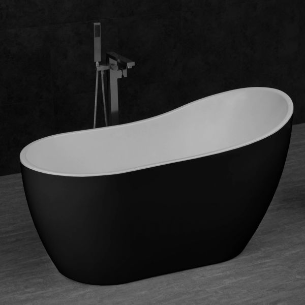 WOODBRIDGE B-1807 Acrylic Freestanding Contemporary Soaking Tub with Brushed Nickel Overflow and Drain BTA1807-B, 54