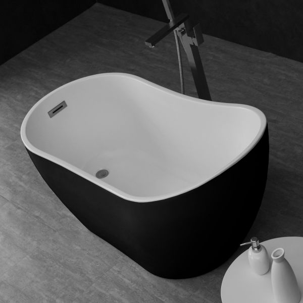  WOODBRIDGE B-1807 Acrylic Freestanding Contemporary Soaking Tub with Brushed Nickel Overflow and Drain BTA1807-B, 54