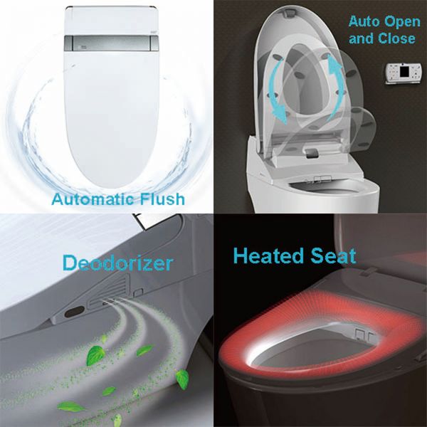  WOODBRIDGE B-0960S 1.28 GPF Single Flush Toilet with Intelligent Smart Bidet Seat and Wireless Remote Control, ADA Height, Auto Flush, Auto Open and Auto Close