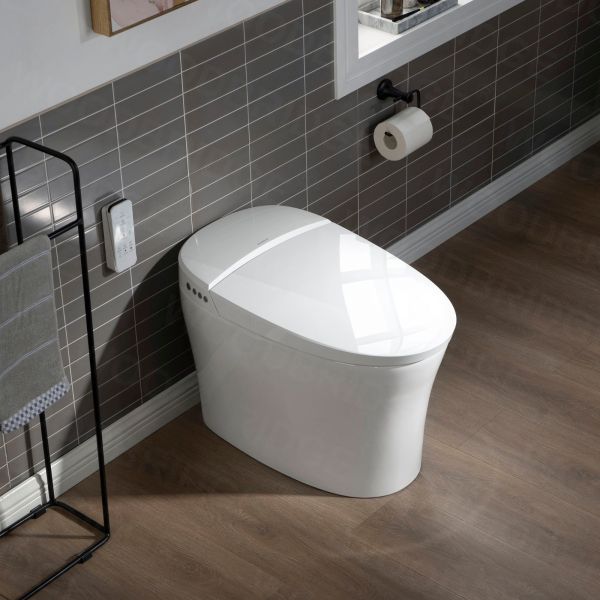 WOODBRIDGE B0970S-1.0(no foot sensor) Smart Bidet Toilet Elongated One Piece Modern Design, Heated Seat with Integrated Multi Function Remote Control, White