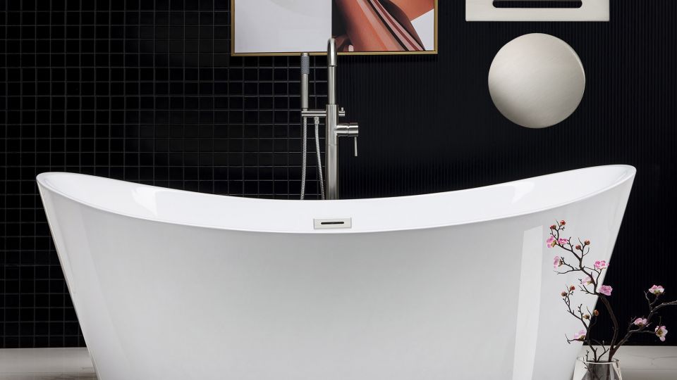 71 Carzer Acrylic Double-Slipper Freestanding Tub