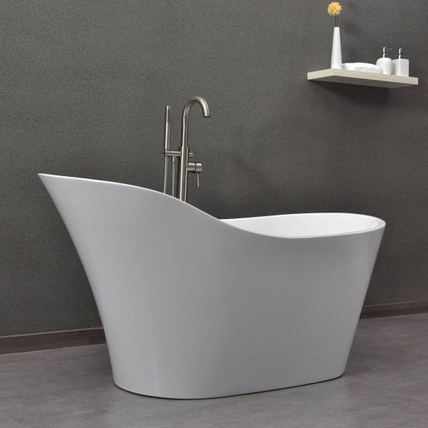 Woodbridge W-B0002-B 66 x 31.75 Freestanding Soaking Acrylic Bathtub Color: White/Brushed Nickel