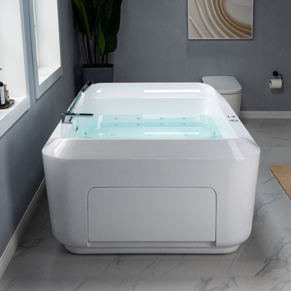 ᐅ【2 Person Freestanding Massage Hydrotherapy Bathtub Tub Hot Tub Spa, with  Inline Heater. BTS-0091-WOODBRIDGE】