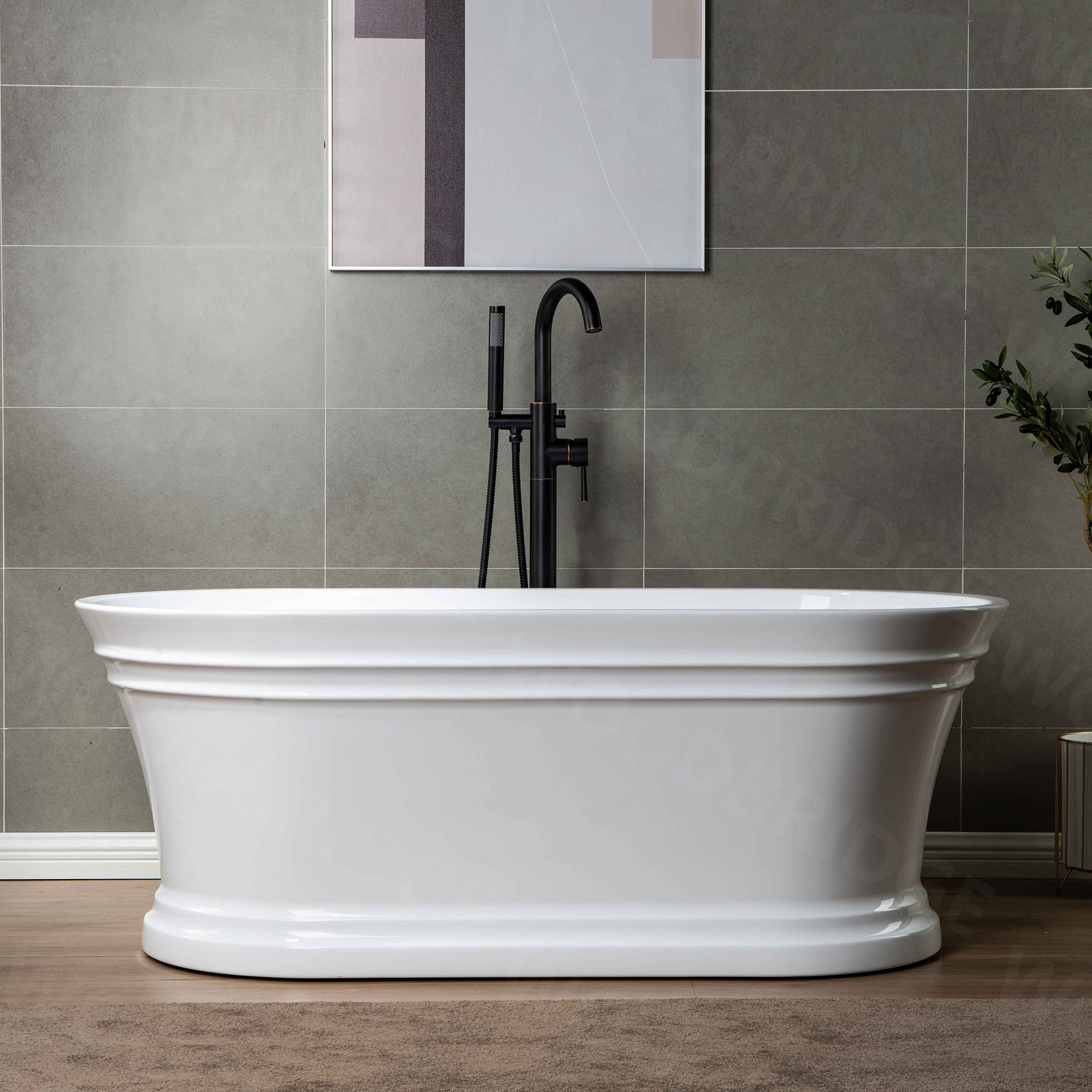 ᐅ【WOODBRIDGE 67 In. Freestanding Double Ended Acrylic Soaking Bathtub ...