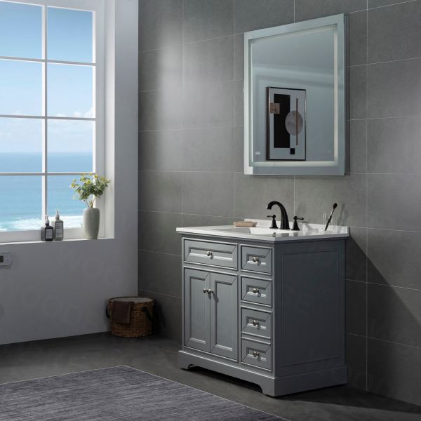 ᐅ【WOODBRIDGE London 36"Bathroom Vanity with White Solid Surface top 8