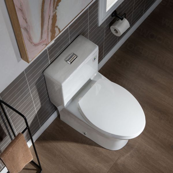  WOODBRIDGE Moder Design, Elongated One piece Toilet Dual flush 1.0/1.6 GPF,with Soft Closing Seat, white, T-0032(2 -Pack)_6472