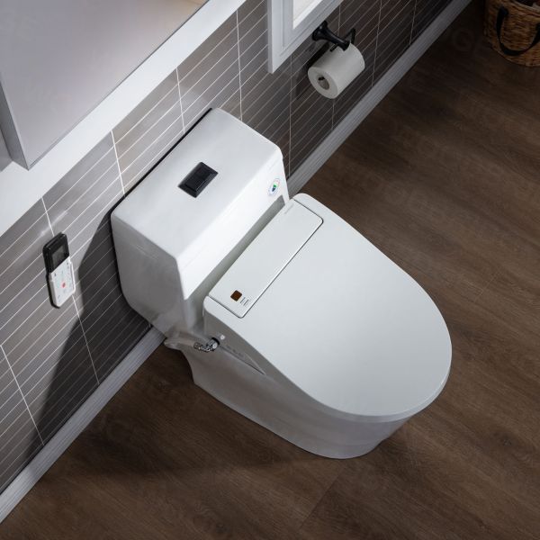  WOODBRIDGEE T-0008 Luxury Bidet Toilet, Elongated One Piece Toilet with Advanced Bidet Seat, Chair Height, Smart Toilet Seat with Temperature Controlled Wash Functions and Air Dryer_10919