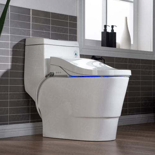 WOODBRIDGEE T-0008 Luxury Bidet Toilet, Elongated One Piece Toilet with Advanced Bidet Seat, Chair Height, Smart Toilet Seat with Temperature Controlled Wash Functions and Air Dryer