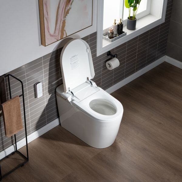 WOODBRIDGE B0980S Intelligent Smart Toilet, Massage Washing, Open & Close, Auto Flush,Heated Integrated Multi Function Remote Control, with Advance Bidet and Soft Closing Seat, White