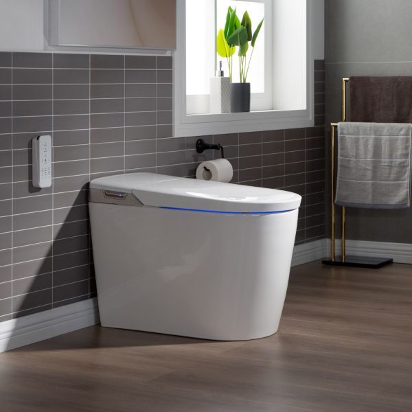  WOODBRIDGE B0980S Intelligent Smart Toilet, Massage Washing, Open & Close, Auto Flush,Heated Integrated Multi Function Remote Control, with Advance Bidet and Soft Closing Seat, White