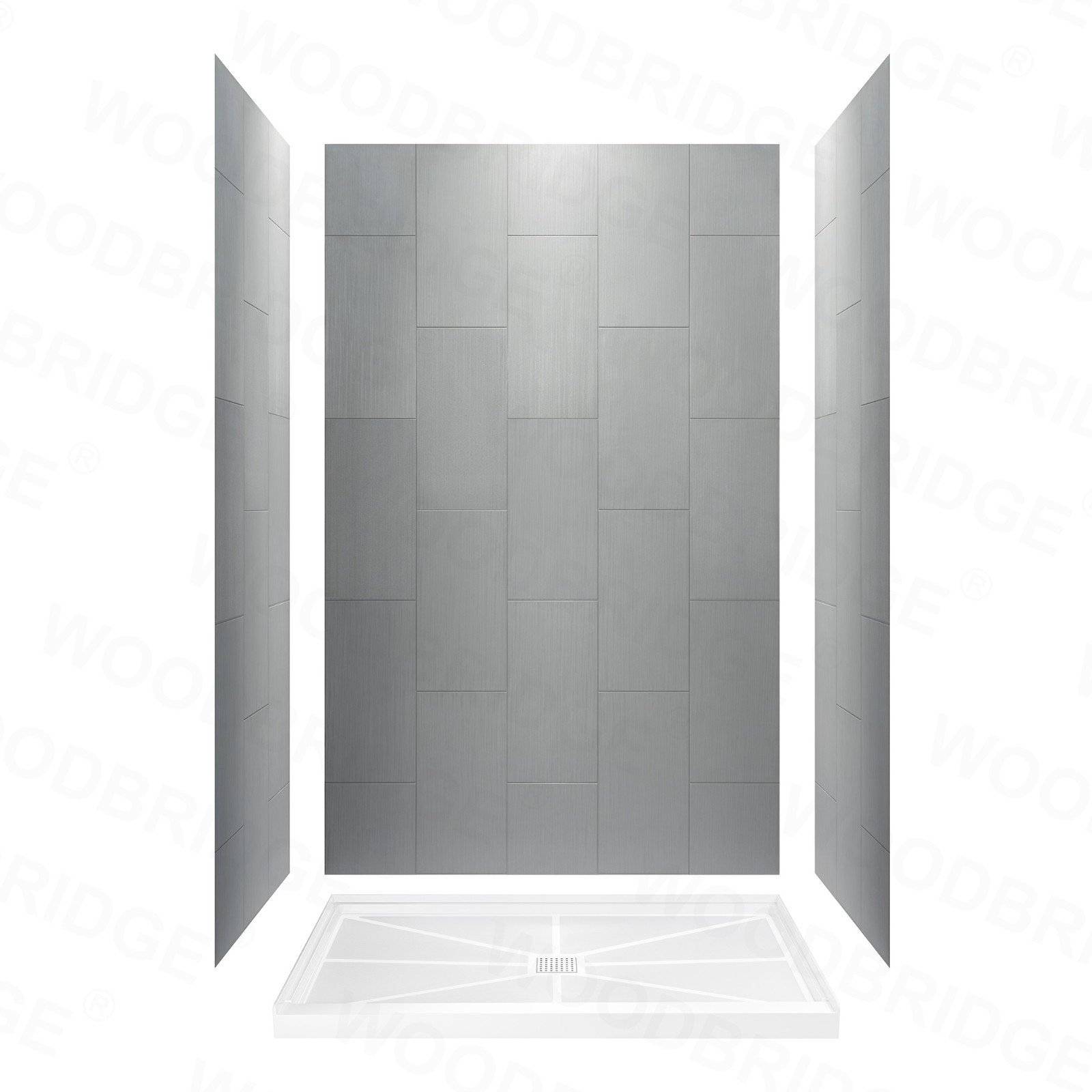 ᐅ【WOODBRIDGE Solid Surface 3Panel Shower Wall Kit, 32in L x 60in W x