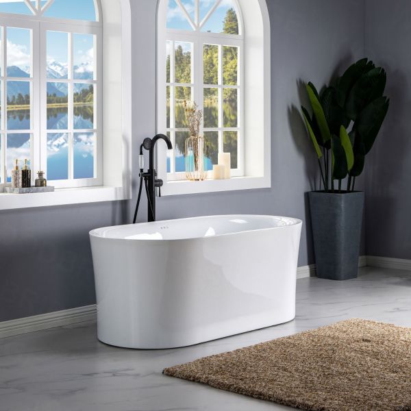 Woodbridge W-B0002-B 66 x 31.75 Freestanding Soaking Acrylic Bathtub Color: White/Brushed Nickel