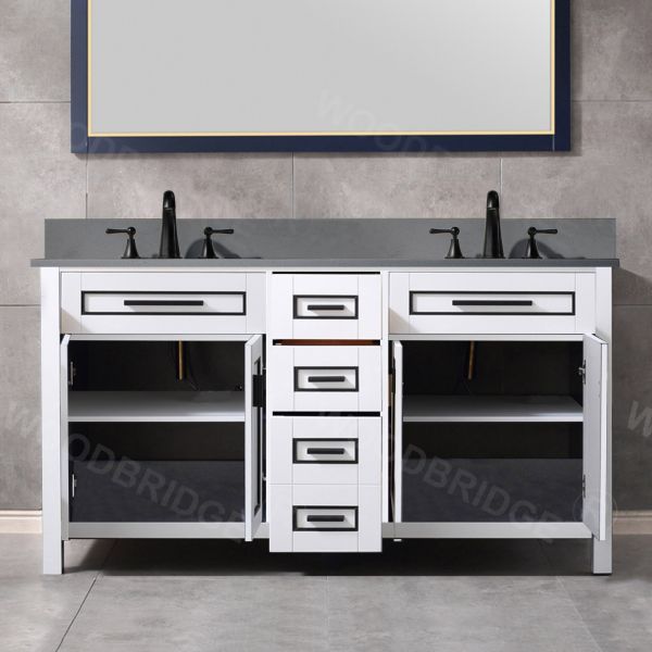 ᐅ【WOODBRIDGE Milan 61” Floor Mounted Single Basin Vanity Set with Solid  Wood Cabinet in White, and Carrara White Marble Vanity Top with  Pre-installed Undermount Rectangle Bathroom Sink in White, Pre-Drilled  3-Hole for