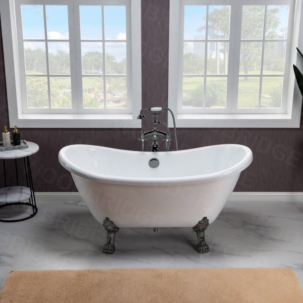 71 Inch Clawfoot Bathtub Slipper (Includes Faucet and Drain