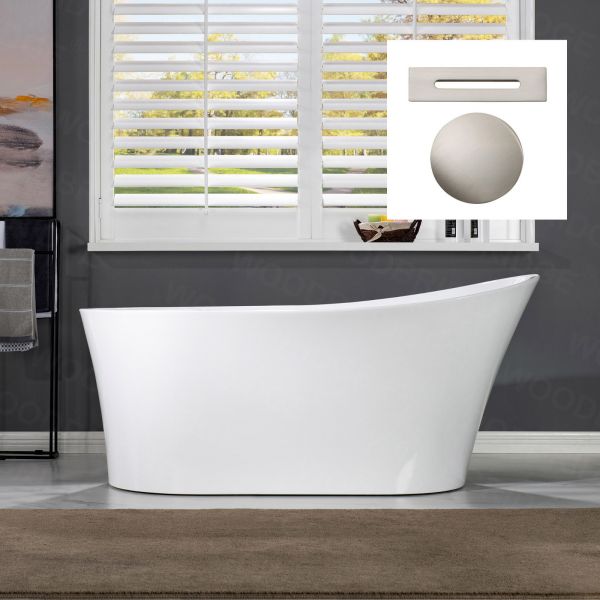 ᐅ【WOODBRIDGE 67" Acrylic Freestanding Bathtub Contemporary Soaking Tub ...