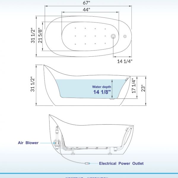 ᐅ【WOODBRIDGE 71 Whirlpool Water Jetted and Air Bubble