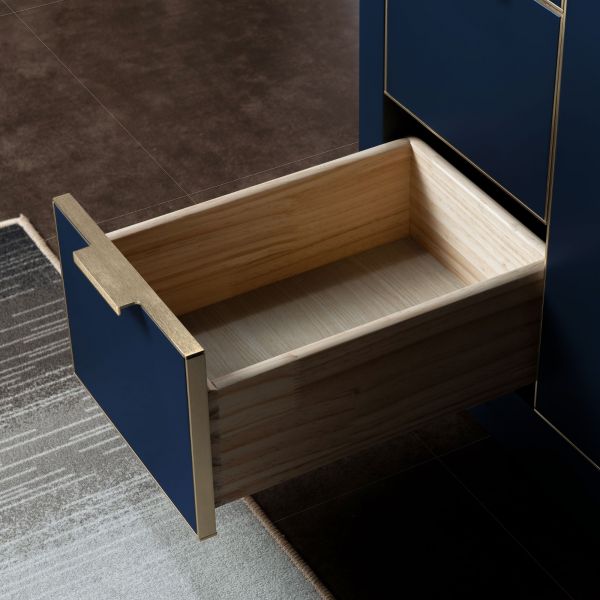 ᐅ【WOODBRIDGE Venice 48x21x33 Solid Wood Bath Vanities Side Cabinet in  Navy Blue and Gold Trim and Carrara Marble Vanity Top Cabinet with  Pre-Drilled Hole for Single Hole Faucet.-WOODBRIDGE】