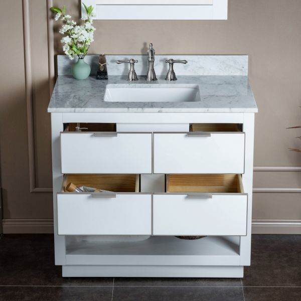 White bathroom vanities on sale with tops