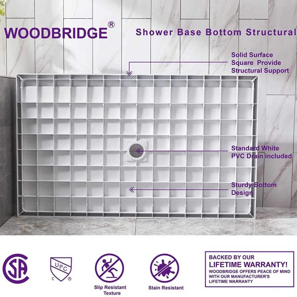 ᐅ【WOODBRIDGE SBR6032-1000R Solid Surface Shower Base with