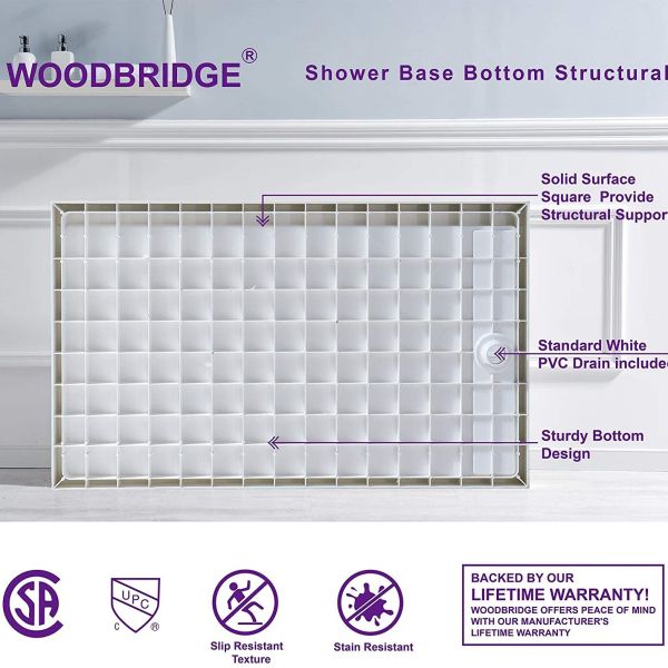 ᐅ【WOODBRIDGE SBR6032-1000L Solid Surface Shower Base with