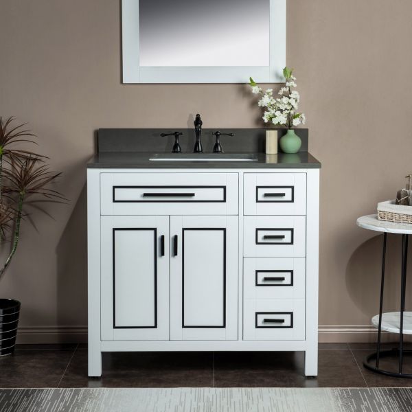 ᐅ【WOODBRIDGE Milan 61” Floor Mounted Single Basin Vanity Set with Solid  Wood Cabinet in White, and Carrara White Marble Vanity Top with  Pre-installed Undermount Rectangle Bathroom Sink in White, Pre-Drilled  3-Hole for