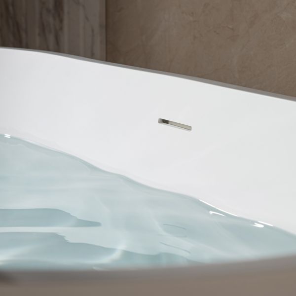  WOODBRIDGE 59 in. x 29 in. Luxury Contemporary Solid Surface Freestanding Bathtub in Matte White