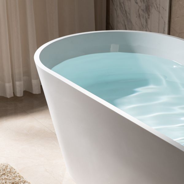  WOODBRIDGE 67 in. x 31.375 in. Luxury Contemporary Solid Surface Freestanding Bathtub in Matte White