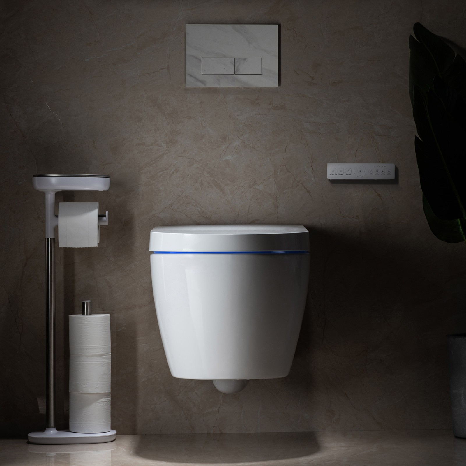 【woodbridge Intelligent Compact Elongated Dual Flush Wall Hung Toilet