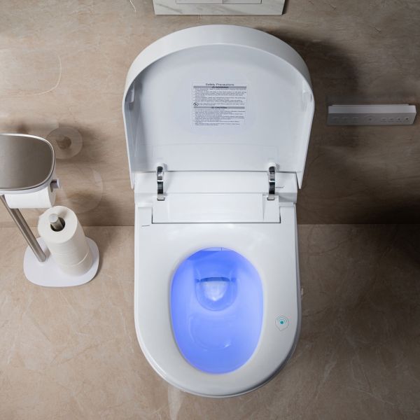  WOODBRIDGE  Intelligent Compact Elongated Dual-flush wall hung toilet with Bidet Wash Function, Heated Seat & Dryer. Matching Concealed Tank system and White Marble Stone Slim Flush Plates Included.LT611 + SWHT611+FP611-WH_553