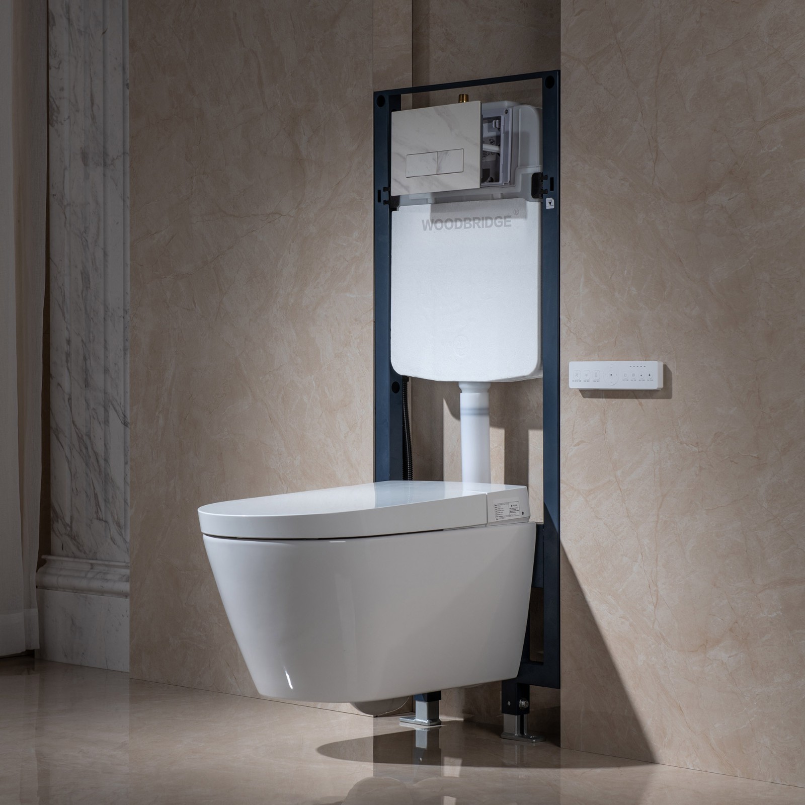 ᐅ【WOODBRIDGE Intelligent Compact Elongated Dual-flush wall hung toilet ...