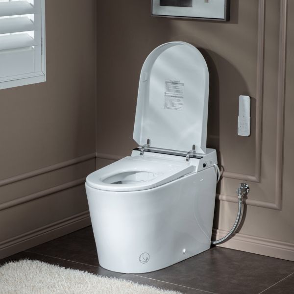  WOODBRIDGE B0990S One Piece Elongated Smart Toilet Bidet with Massage Washing, Auto Open and Close Seat and Lid, Auto Flush, Heated Seat and Integrated Multi Function Remote Control, White_2118