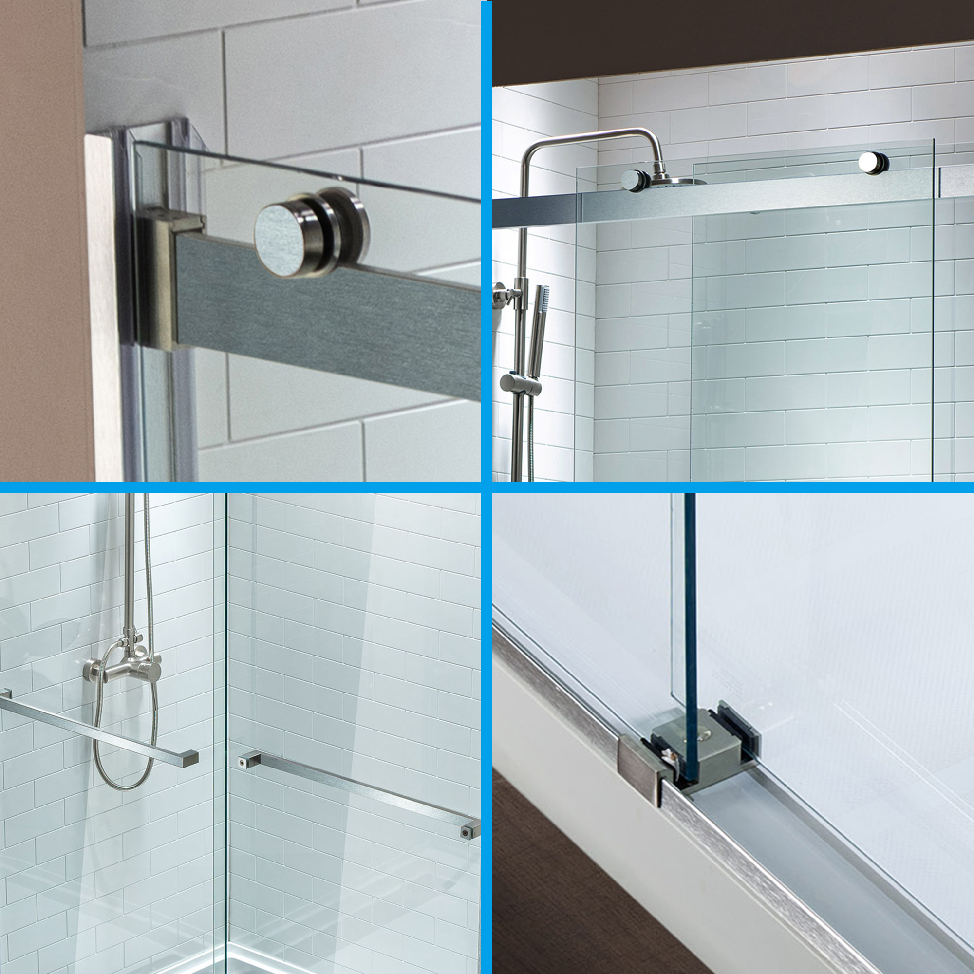 ᐅ【WOODBRIDGE Frameless Shower Doors 5660" Width x 76"Height with 5/16