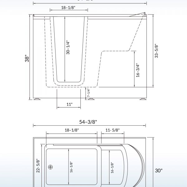 ᐅ【WOODBRIDGE 54 in. x 30 in. Left Hand Walk-In Air & Whirlpool Jets Hot Tub  With Quick Fill Faucet with Hand Shower, White High Glass Acrylic Tub with  Computer Control Panel, WB543038L-WOODBRIDGE】