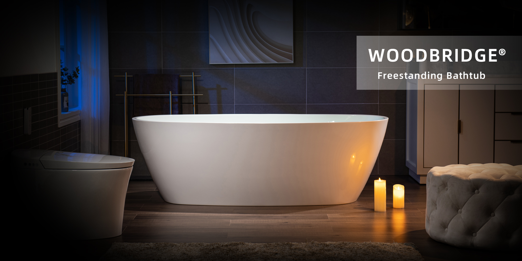 WoodBridge 71'' x 31.5'' Freestanding Acrylic Bathtub with Faucet & Reviews