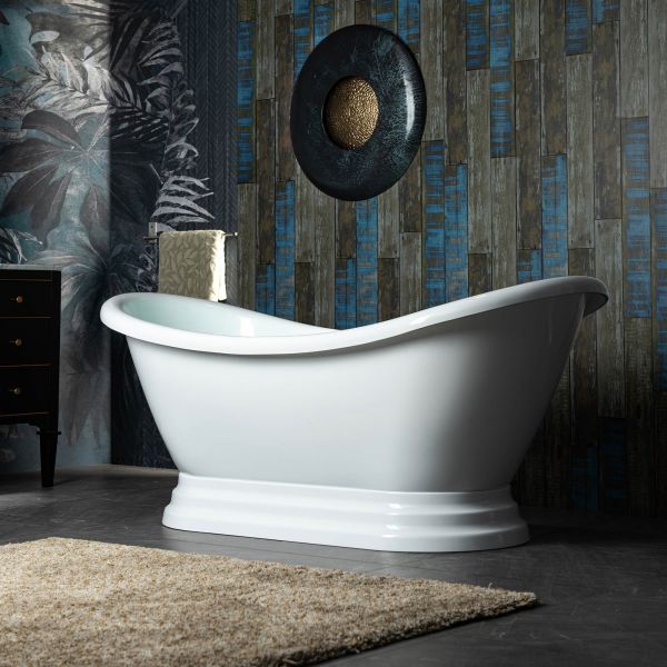 ᐅ【WOODBRIDGE 69 1/4" Acrylic Double Slipper,Pedestal Freestanding Tub