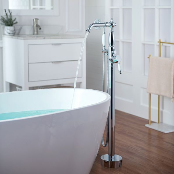 ᐅ【WOODBRIDGE F0046CH Fusion Single Handle Floor Mount Freestanding Tub ...