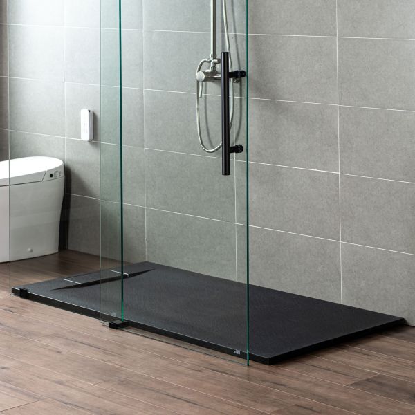 WOODBRIDGE 60-in L x 36-in W Zero Threshold End Drain Shower Base with Reversable Drain Placement, Matching Decorative Drain Plate and Tile Flange, Wheel Chair Access, Low Profile, Black
