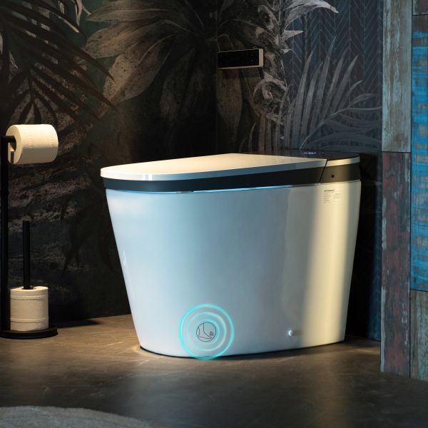  WOODBRIDGE B-0930S 1.6/1.1GPF Dual Flush Auto Open & Close Smart Toilet with Heated Bidet Seat, Intelligent Auto Flush, LED Temperature Display, Remote Control, Chair Height, Foot Sensor Flush and Build-In Booster Pump and Cleaning Foam Dispenser_12621